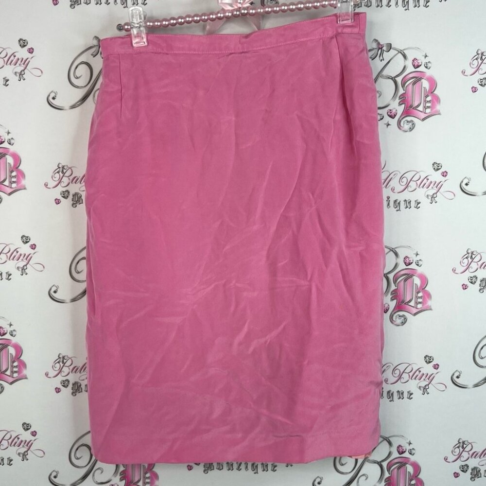 Renzo skirt vintage bright bubblegum Pink Skirt zip up button retro rare